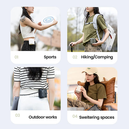 Portable Electric Fan Outdoor Camping Fan Rechargeable 3 Speeds Leafless Fan Waist-mounted Handheld Mini Electric Fan