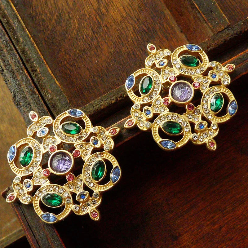 Vintage Enamel Cross Embossed Brooch Pearl Rhinestone High Sense Women's Pin Suitable for Women's Wedding Party Jewelry