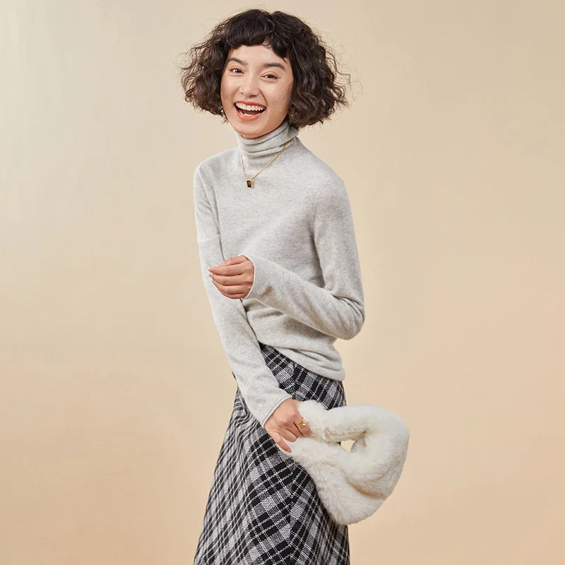 New Women's Cashmere Sweater 100% Pure Cashmere Knitted High Collar Hoodie Hot Selling Soft Solid Color Women's Top