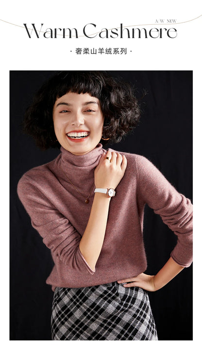 New Women's Cashmere Sweater 100% Pure Cashmere Knitted High Collar Hoodie Hot Selling Soft Solid Color Women's Top