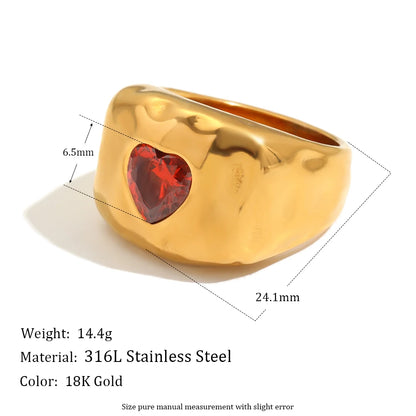 E.B.belle Zircon 18K Plated Stainless Steel Women's Rings Trendy Luxury Shiny Hypoallergenic Rings Sets Jewelry Decoration Gift