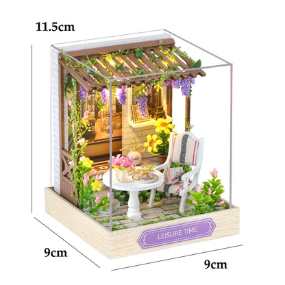 Handmade Wooden Miniature Doll House Kit 3D Puzzle Assembled Building Model Kit With LED Light DollHouses Toy For Christmas Gift
