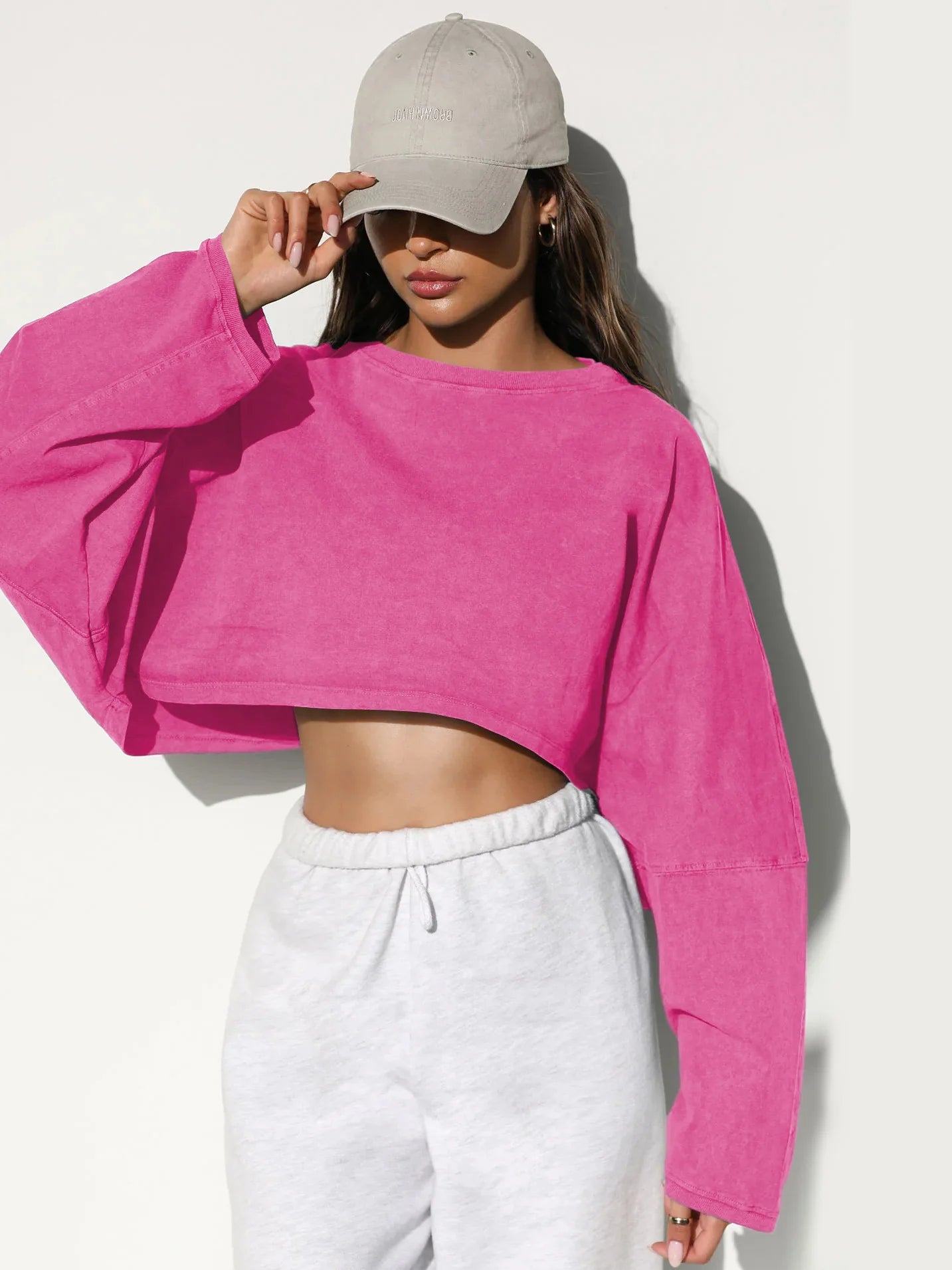 Autumn Winter Women's No Hat Hoodies Fashion O-neck Loose Long Sleeve Pullove Casual Workout Jogger Female Sexy Crop Sweatshirt