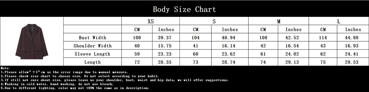 KONDALA Elegant Double Breasted Suit Women's Fall Commute Lapel Blazer Coat 2025 Spring Autumn Minimalist Office Lady Blazer