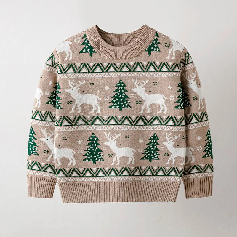 Girls Boys Christmas Winter Elk Pullover For Kids Childrens Toddler Warm Knitted Pullover Baby Clothes