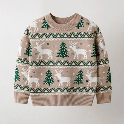 Girls Boys Christmas Winter Elk Pullover For Kids Childrens Toddler Warm Knitted Pullover Baby Clothes