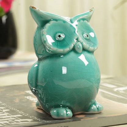 Ceramic handicrafts modern owls statue living room animal ornaments owl crafts home decor  figure 4 style optional~