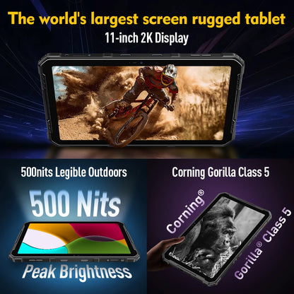 Ulefone Armor Pad 2 Rugged Tablet, 11" 2K, 18600 mAh ,IP68/IP69K Android 13 NFC GPS 4G Tablet Up to16GB +256GB LED Camping light