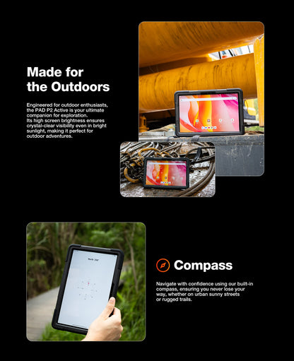 AGM P2 Active 11" FHD Rugged Tablet, IP68 Waterproof/Dustproof, 8GB RAM+256GB, Android 14, G99, Widevine L1 P2W Durable Pad