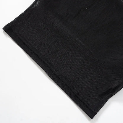 Mesh Corset Black Crop Top Women Patchwork Tube Top Sexy Sleeveless Off Shoulder Cami Summer Streetwear Slim Strapless Tank Tops