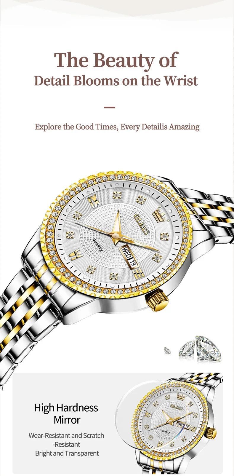 OLEVS Luxury Quartz Watch for Women Stainless Steel Elegant Women's Watches Luminous Waterproof Original Fashion Lady Wristwatch