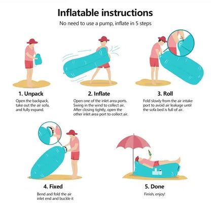 Portable Camping Lazy Inflatable Sofa Air Cushion PVC Lounger Seat Bean Bag Lounge Air Mattress Domestic Outdoor Ultralight Mat