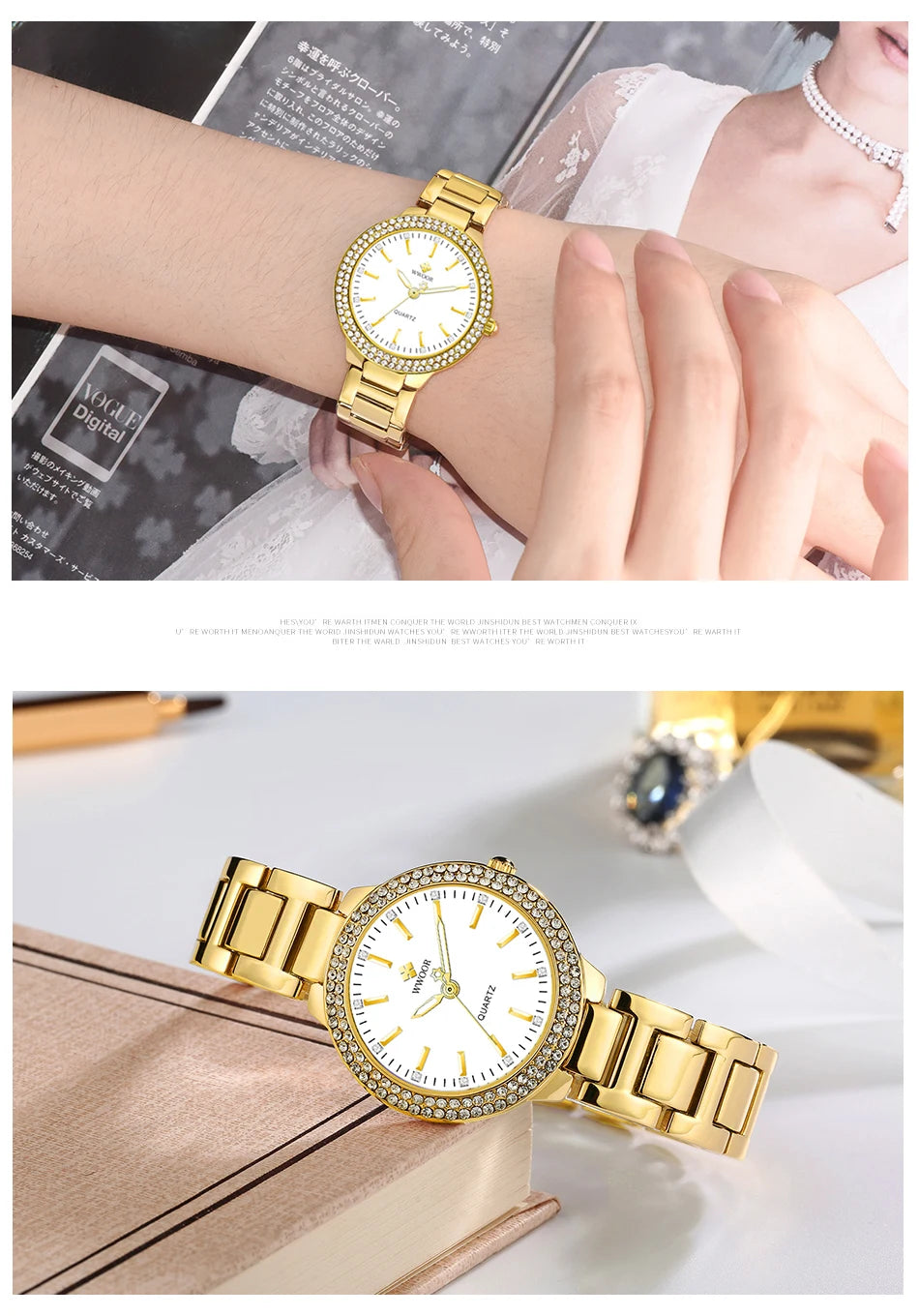 WWOOR New Women's Watches Fashion Crystal Diamond Ladies Quartz Wristwatch For Woman Relogio Feminino Female Montre Reloj Mujer