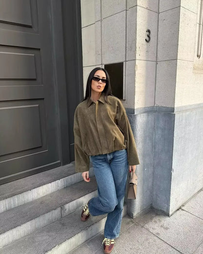 Women's 2025 new Jackets Autumn Fashion Loose Bat Sleeves Elegant Women's Jackets Chic Street Youth Autumn Long Sleeves Coats