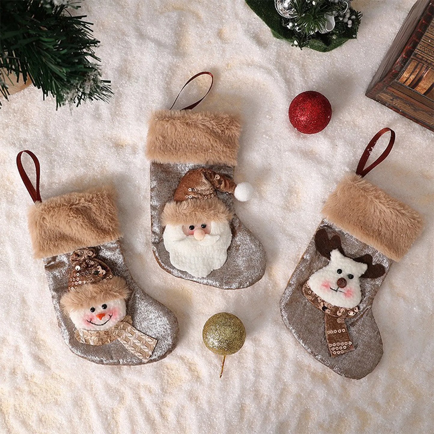 Christmas Stockings Holiday Decorations Festive Tree Ornaments Santa Claus Gift Bags Small Hanging Socks Cozy Seasonal Accents