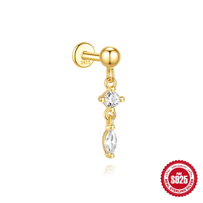 CANNER Pendientes Plata 925 Piercing Stud Earrings For Women Cubic Zirconia 925 Sterling Silver Cartilage Earring Jewerly 1pcs