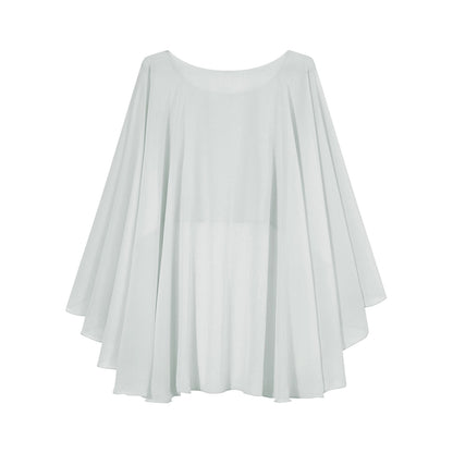 Women Chiffon Solid Pullover Capes Shawl Hi-low Hem Thin Soft Shrug Ponchos for Wedding Bridal Bridesmaid Evening Party Dress