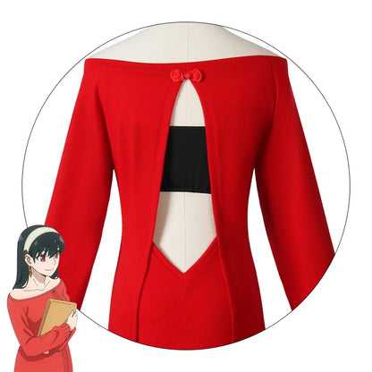 Anime FAMILY Cosplay Yor Forger Yor Briar Cosplay Costume Women Sexy Red Sweater Mini Dress Thorn Princess Costumes