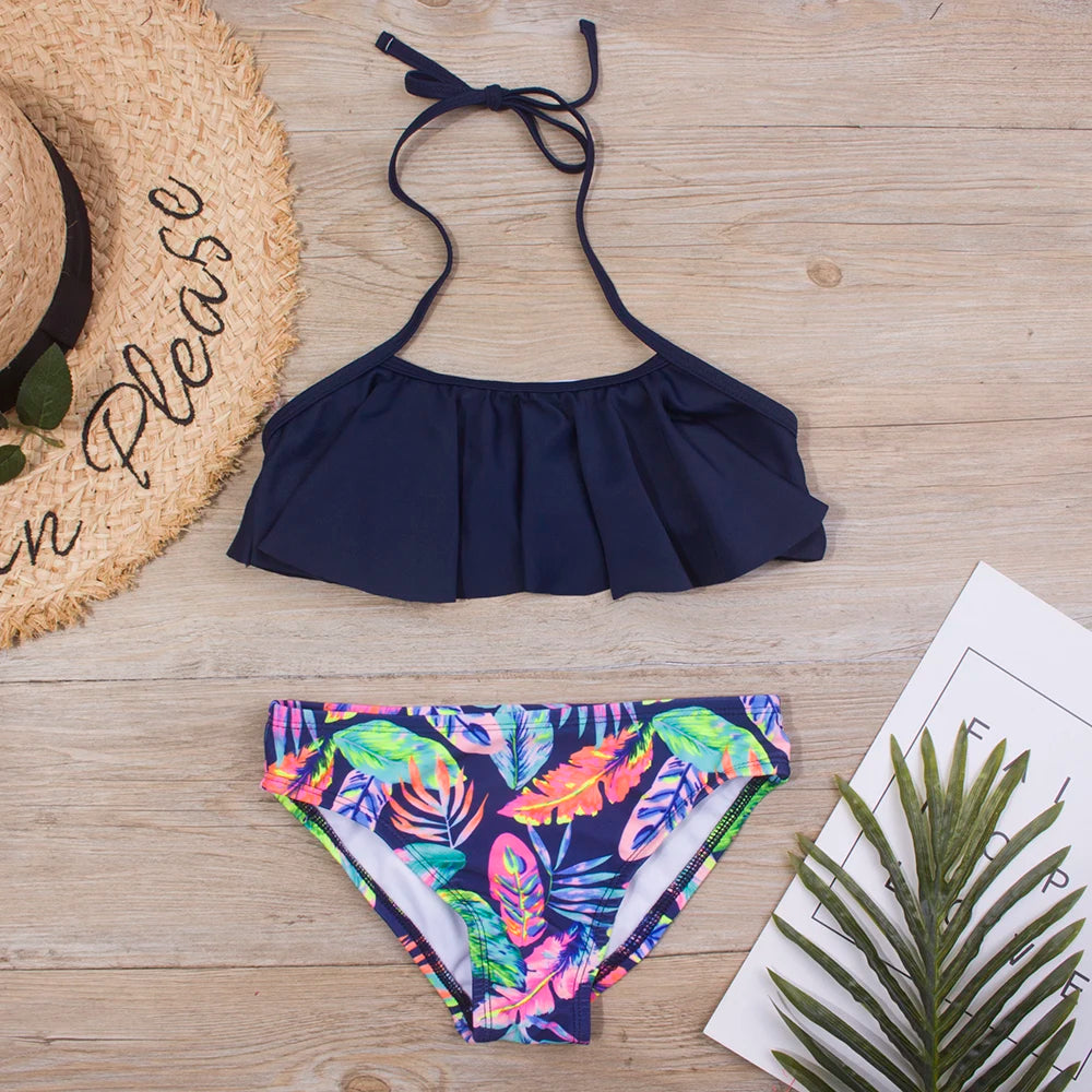 7-14Year Butterfly Print Child Bikini Set 2025 Girls Swimsuit Swimwear For Kids Summer Brazilian Teen Baby Swimming Suit Biquini