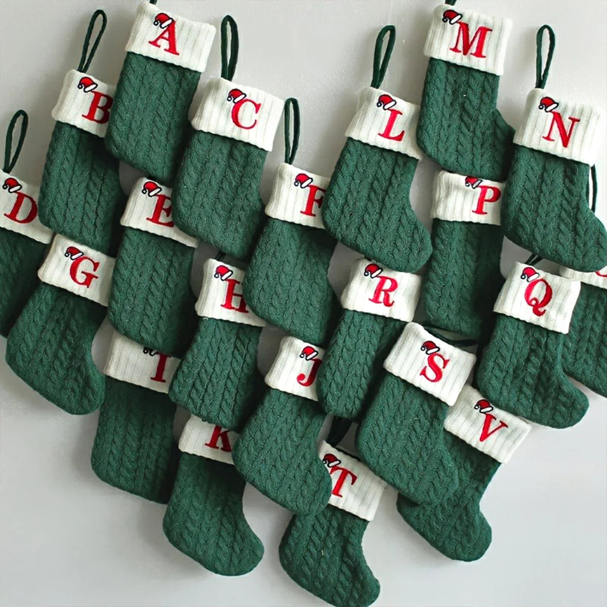 Christmas Letters Stocking Christmas Decor For Home 2024 Xmas Tree Pendant Gifts Green Snowflake Socks Christmas Party Decors