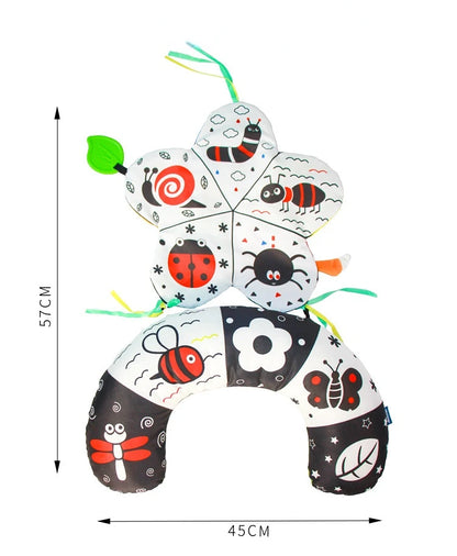Baby Pillow Tummy Time Toy Black And White Lying Pillow High Contrast Double-Sided Sensory Toy Newborn Head-up Training Pillow