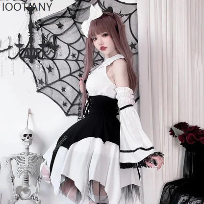 Halloween Maid Costume Cosplay Cute Sexy Costume Black And White Uniform Apron Dress Cute Bow Carnival Stage Performance Costume