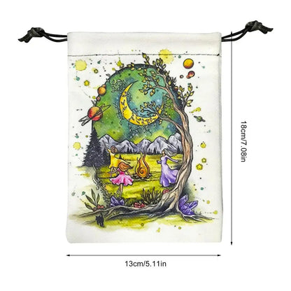 Printed Velvet Tarot Carods Storage Bag Oracle Card Witch Divination Accessories Board Games Mini Drawstring Package
