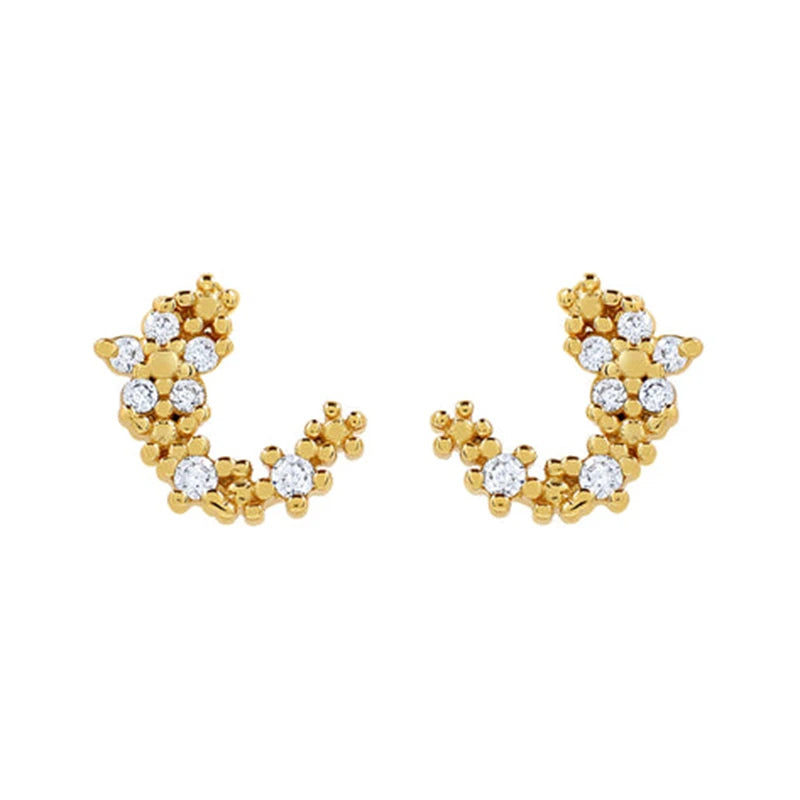 925 Sterling Silver Ear Needle Geometric Zircon Metal Earrings for women Shiny Crystal Luxury Small Stud Fashion Wedding Jewelry