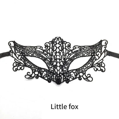 EtherealBe women's black lace masquerade mask with intricate design and adjustable straps