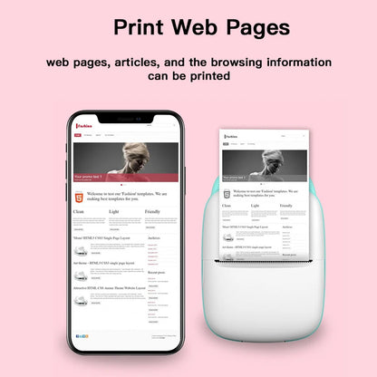 ZWN Portable Bluetooth Mini Printer Mobile Phone Photo Title Note Print Pocket Student Error Label Printer for Children's Gifts