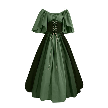 New Medieval Costume for Women Halloween Corset Gothic Renaissance Dress Plus Size Flare Sleeve Ball Gown Cosplay Clothes