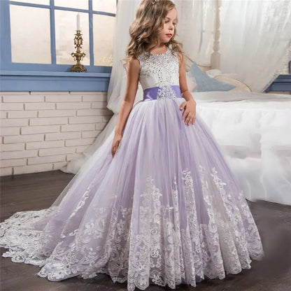 Red Christmas Clothes for Kids Girls Children's Pageant Performance Formal Gown Teen Girls Wedding Party