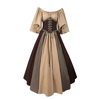 New Medieval Costume for Women Halloween Corset Gothic Renaissance Dress Plus Size Flare Sleeve Ball Gown Cosplay Clothes
