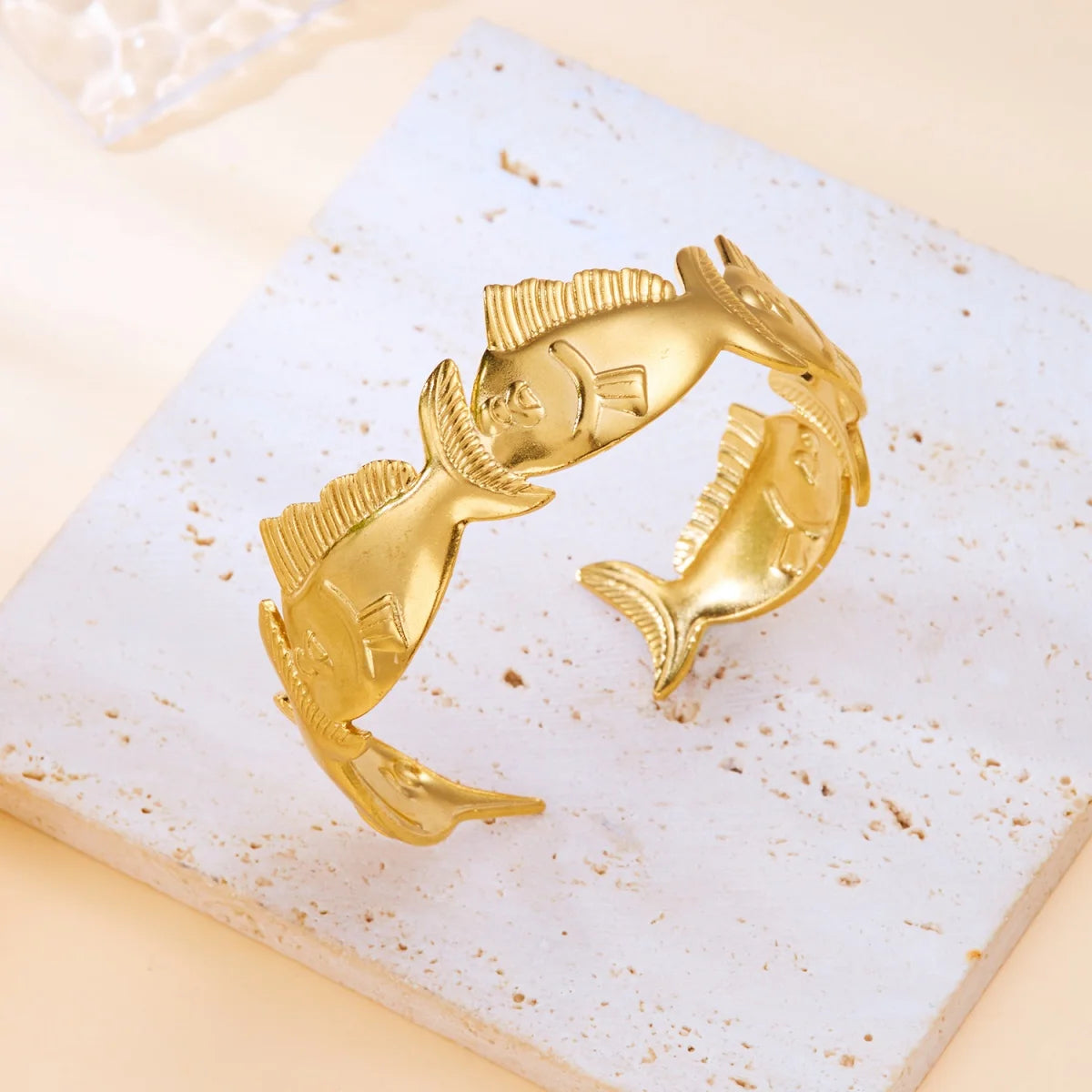 Exaggerated Metal Shell Starfish Flower Bangles Bracelets For Women Men Stainless Steel Fish Bow Heart Open Cuff Bangle Jewelry