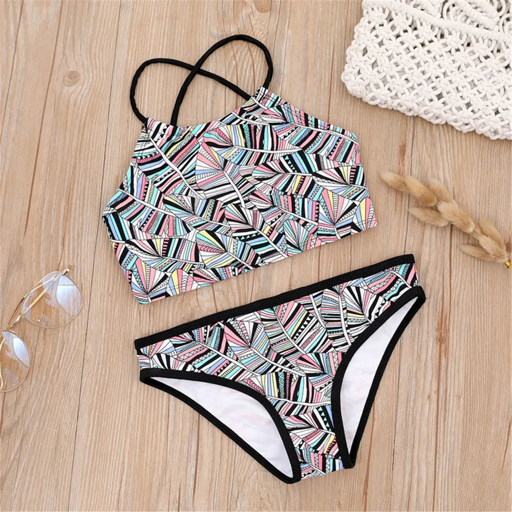 7-14Year Butterfly Print Child Bikini Set 2025 Girls Swimsuit Swimwear For Kids Summer Brazilian Teen Baby Swimming Suit Biquini