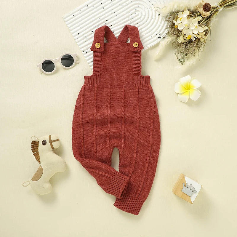 Baby Boy Jumpsuit Baby Girl Solid Knit Sleeveless Bodysuit Newborn Infant Cute Fall Clothes