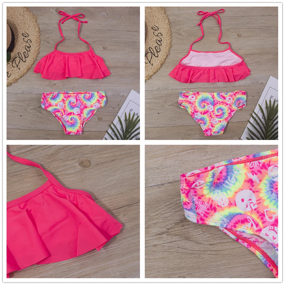 7-14Year Butterfly Print Child Bikini Set 2025 Girls Swimsuit Swimwear For Kids Summer Brazilian Teen Baby Swimming Suit Biquini