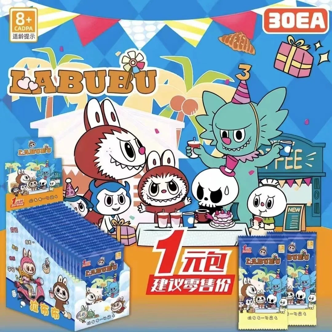 New Labubu Card Anime Cute Bubble Mart QR UR SSR SR  Flash Thick Card Board Game Children's Toy Gifts
