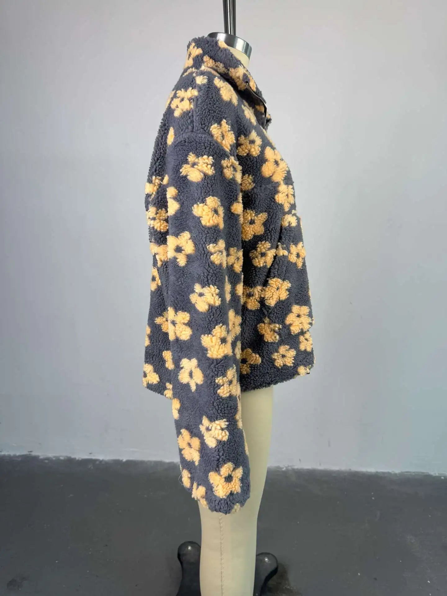 EtherealBe Cozy Lambskin Coat for Women with Floral Pattern and Soft Fabric Ideal for Stylish Comfort