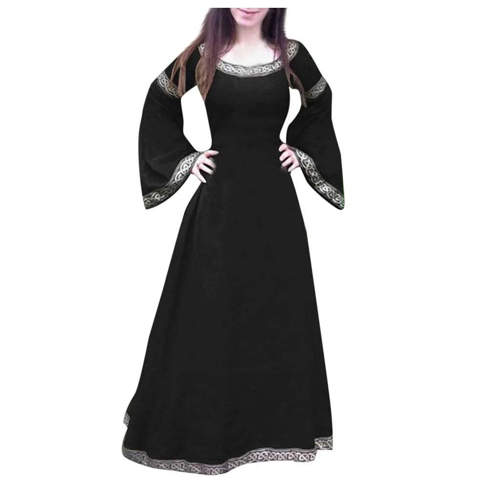 Medieval Gothic Cosplay Costumes for Women Halloween Carnival Party Performance Long sleeve Middle Ages Renaissance Dresses