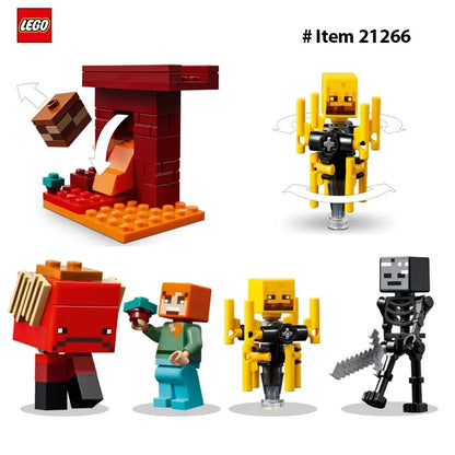 LEGO 21266 Minecraft The Nether Lava Battle Toy and Playset  Alex, Wither Skeleton, Blaze and Strider Figures for Pretend Play