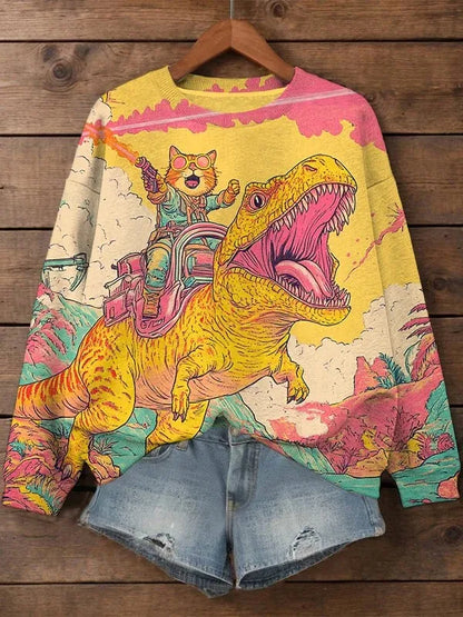 Fashion Women's Art Printed Sweatshirt 3D Print O-Neck Long Sleeve Tops Summer Casual Women's Clothing Apparel Y2K Streetwear