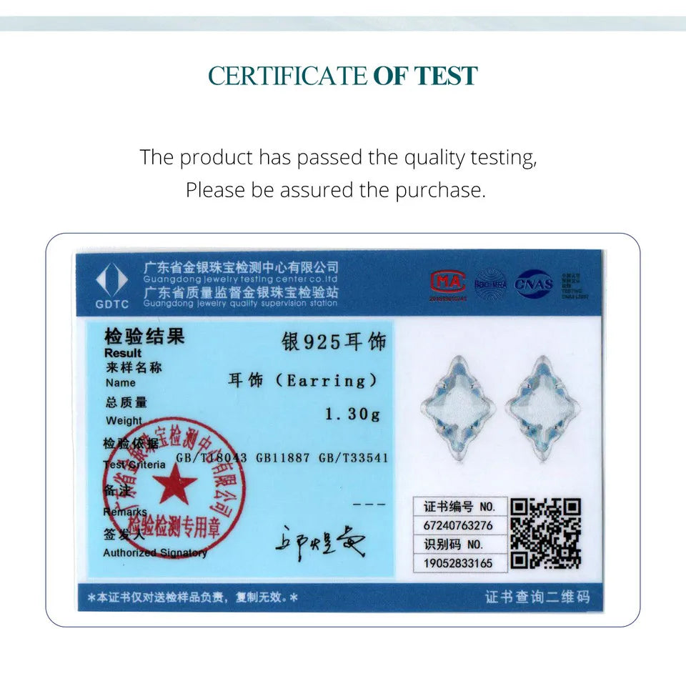 BAMOER Original 925 Sterling Silver Blue Starry Stud Earrings White Gold Hypoallergenic Earrings for Women Fine Jewelry Gift