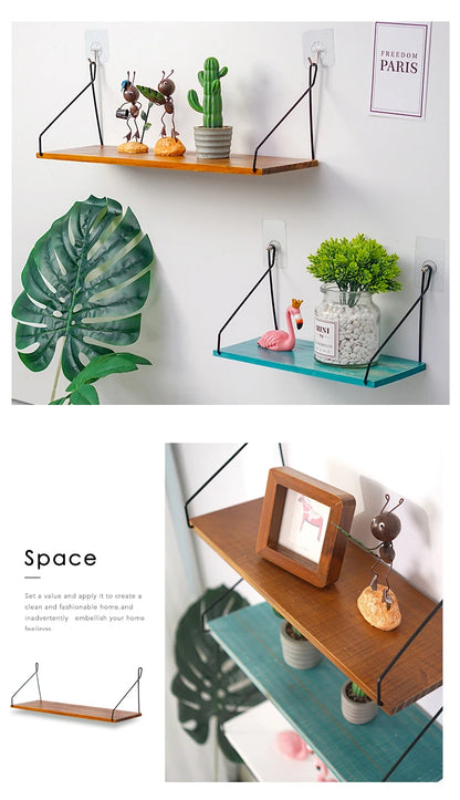 Nordic Wooden Wall Hanging Shelves Living Room Decor Display Stand Home Wall Decoration Bedroom Storage Shelf