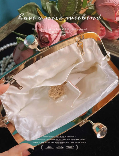 Lost in Vintage Womens Party Luxury Handbag Bags Designer Pearl Diamonds Evening Clutch Crossbody &Shoulder OL Formal Purse