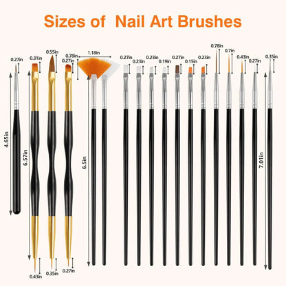 31-Piece UV Gel Nail Brush Set, UV Gel Nail Brushes, Including Dotting Brushes, Carving, Painting, and Gradient Brushes