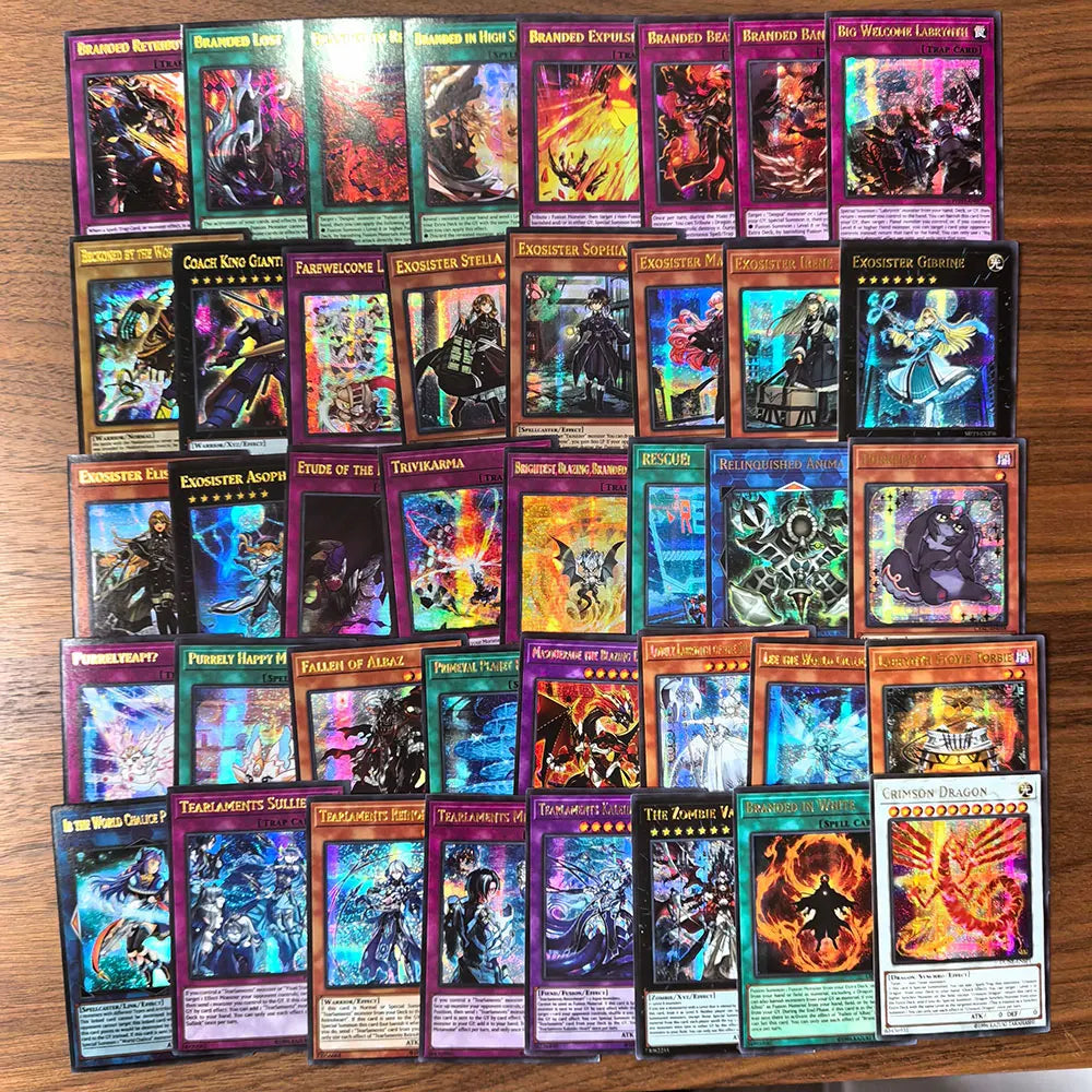 72Pcs YU GI OH Cards with Golden Letter Proxy Shiny Competive Structure Tyler Kurikara Branded yugioh cards in English