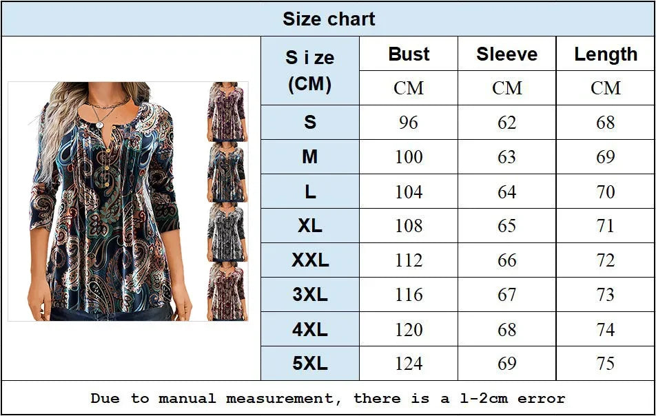 Autumn New T-shirt Elegant Fashionable Comfortable Versatile Print Round Neck Gorgeous Pattern Button Long Sleeve Top