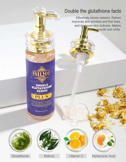 AILKE Double Glutathione Plus Moisturizing Hydrating Body & Skin Whiten Lotion, Bleaching Lotion for Women & Men With Pump
