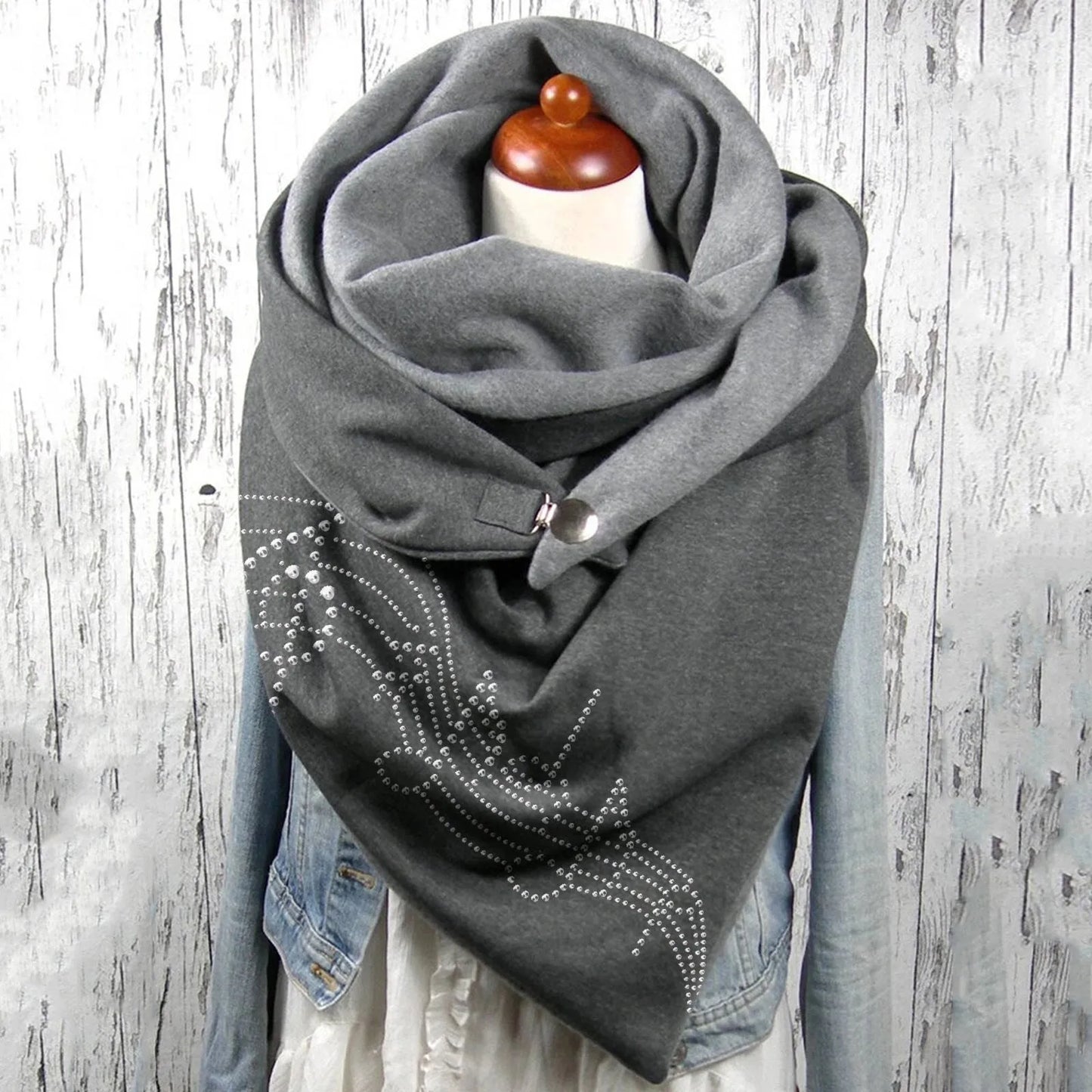 Fashion Scarf Graphic Music Note Print Square Scarves With Button Clasp Women Winter Warm Scarf Female Neck Warmer Blanket Wraps